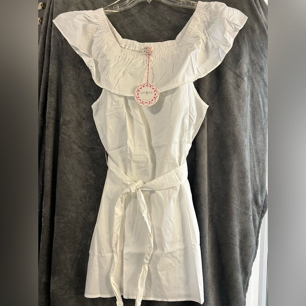 Umgee White Ruffled Off-Shoulder Dress